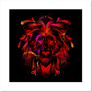 geometric lion Posters and Art